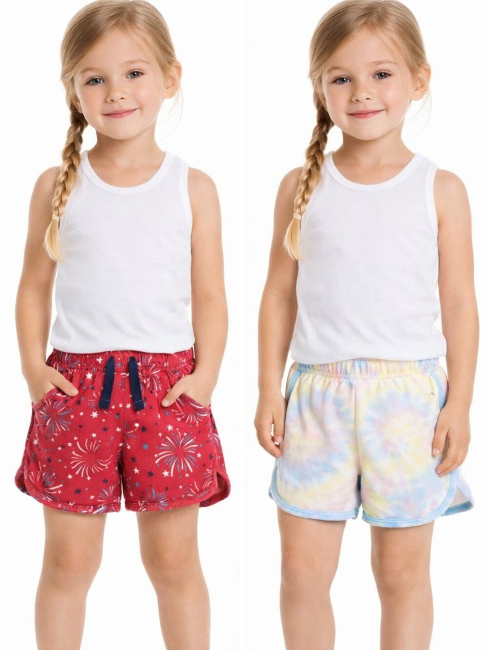 Wonder Nation Girls Dolphin Shorts 2‑Pack Celebration Tie‑Dye Small 6‑6X